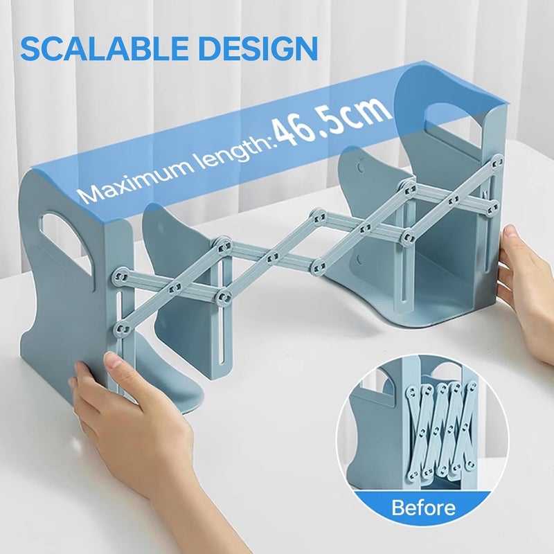 Bukela Book Holder, Adjustable Bookends, Metal Book Ends for Books Papers Magazines Albums DVDs Desks Binder Organizer Holder for Home,Office,Classroom with Pen Holder,Extends up to 19 inches (Blue) - Image 3